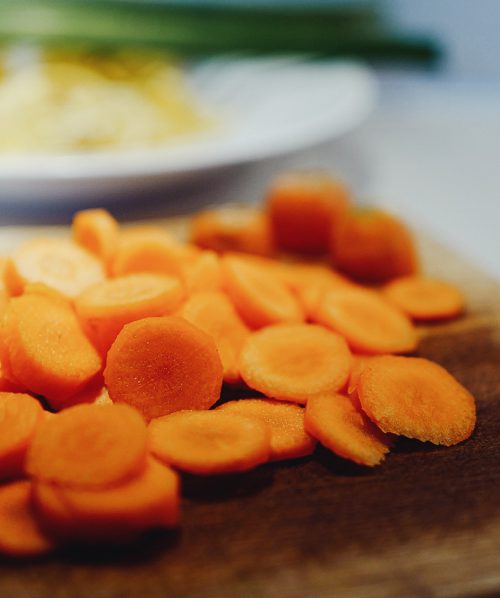 neatly sliced carrots